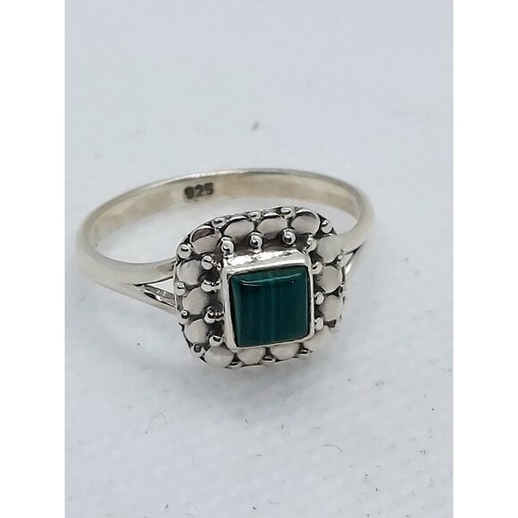 Sterling Silver Malachite Ring 8.25 - Picture 1 of 3